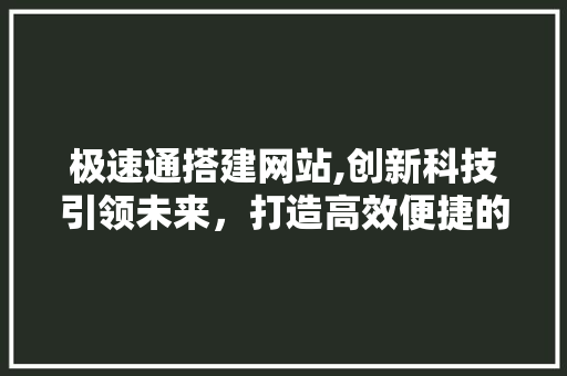 极速通搭建网站,创新科技引领未来，打造高效便捷的在线服务平台