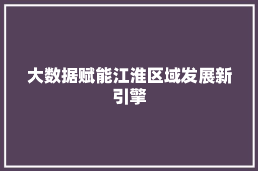 大数据赋能江淮区域发展新引擎 服务器/数据库