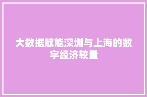 大数据赋能深圳与上海的数字经济较量