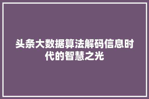 头条大数据算法解码信息时代的智慧之光