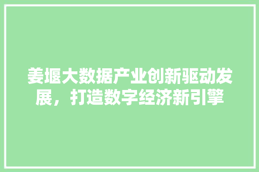 姜堰大数据产业创新驱动发展，打造数字经济新引擎