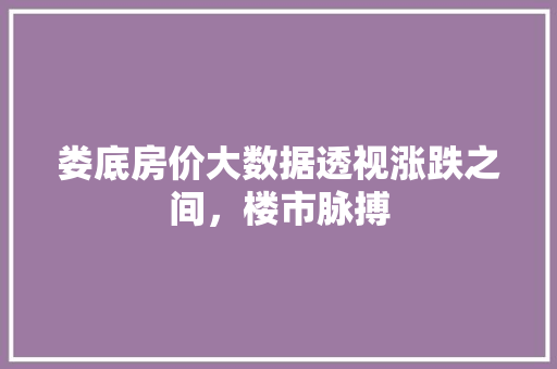 娄底房价大数据透视涨跌之间，楼市脉搏