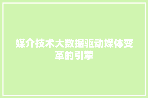 媒介技术大数据驱动媒体变革的引擎