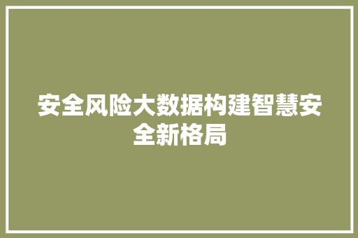 安全风险大数据构建智慧安全新格局