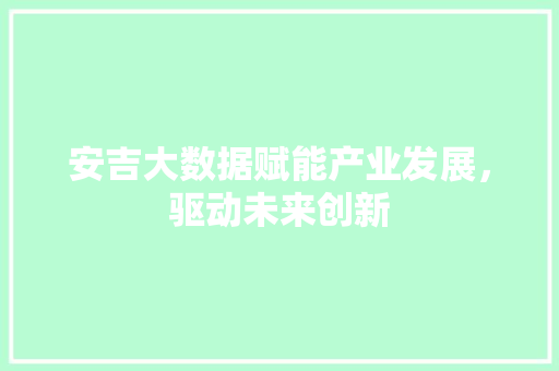 安吉大数据赋能产业发展，驱动未来创新