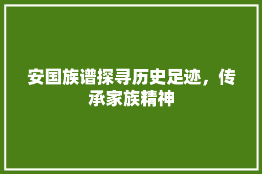 安国族谱探寻历史足迹，传承家族精神