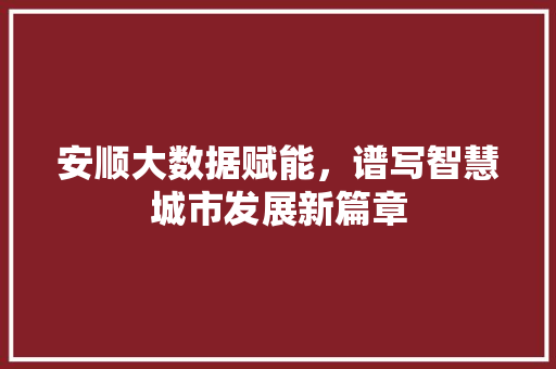 安顺大数据赋能，谱写智慧城市发展新篇章