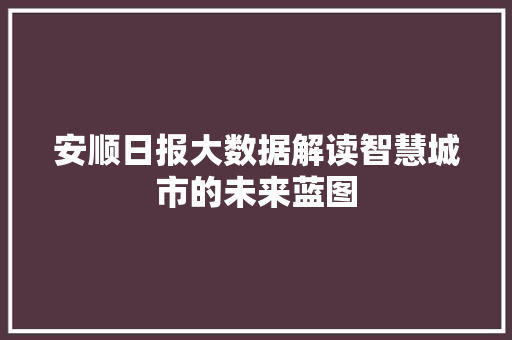 安顺日报大数据解读智慧城市的未来蓝图