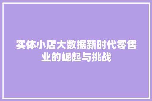 实体小店大数据新时代零售业的崛起与挑战