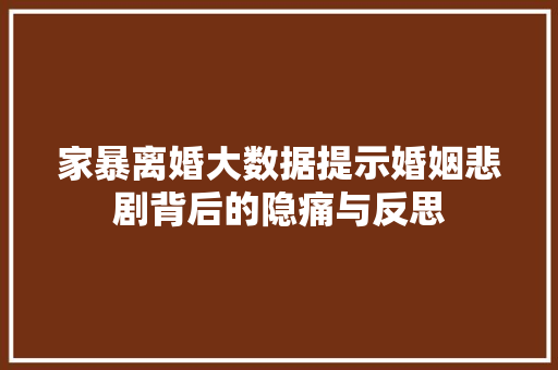 家暴离婚大数据提示婚姻悲剧背后的隐痛与反思