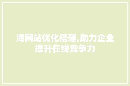 海网站优化搭建,助力企业提升在线竞争力