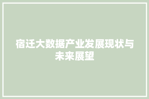 宿迁大数据产业发展现状与未来展望