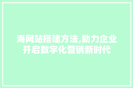 海网站搭建方法,助力企业开启数字化营销新时代