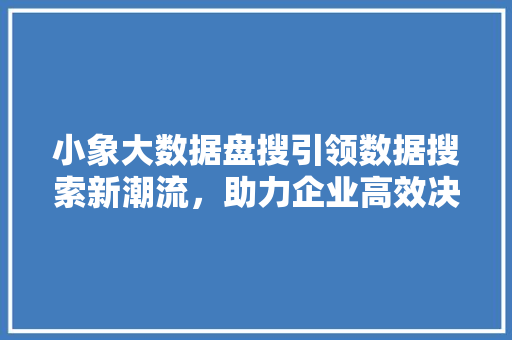 小象大数据盘搜引领数据搜索新潮流，助力企业高效决策