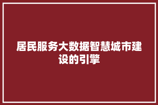 居民服务大数据智慧城市建设的引擎