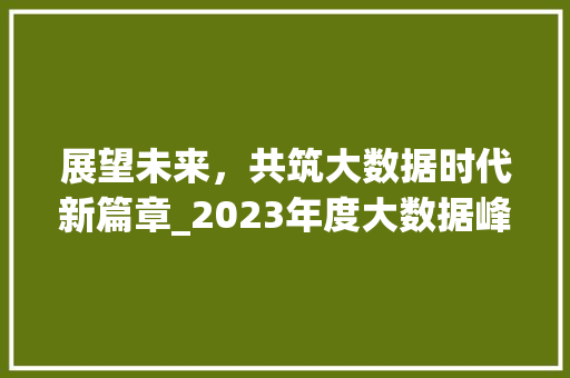 展望未来，共筑大数据时代新篇章_2023年度大数据峰会详细
