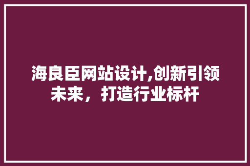 海良臣网站设计,创新引领未来，打造行业标杆