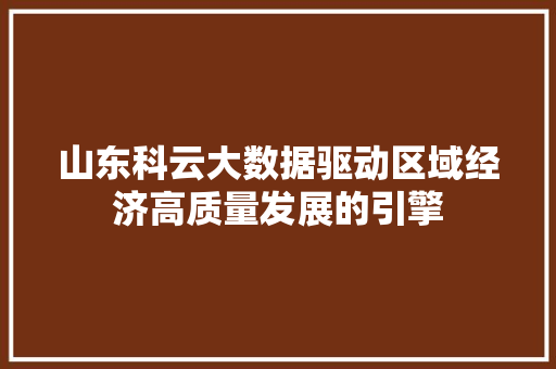 山东科云大数据驱动区域经济高质量发展的引擎