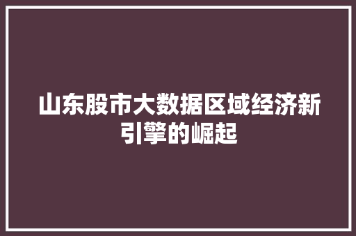 山东股市大数据区域经济新引擎的崛起