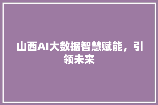 山西AI大数据智慧赋能，引领未来