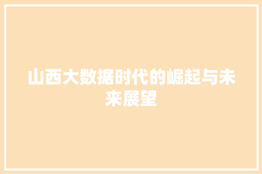 山西大数据时代的崛起与未来展望
