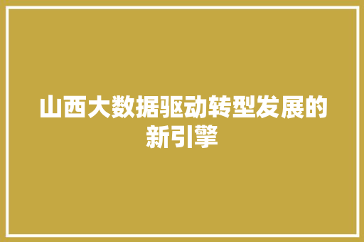山西大数据驱动转型发展的新引擎