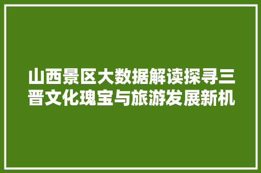 山西景区大数据解读探寻三晋文化瑰宝与旅游发展新机遇
