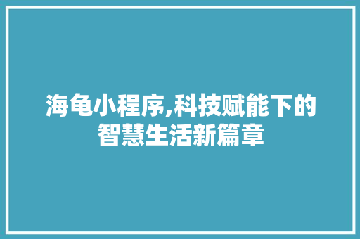 海龟小程序,科技赋能下的智慧生活新篇章
