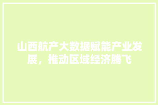 山西航产大数据赋能产业发展，推动区域经济腾飞