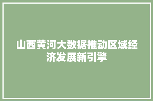 山西黄河大数据推动区域经济发展新引擎
