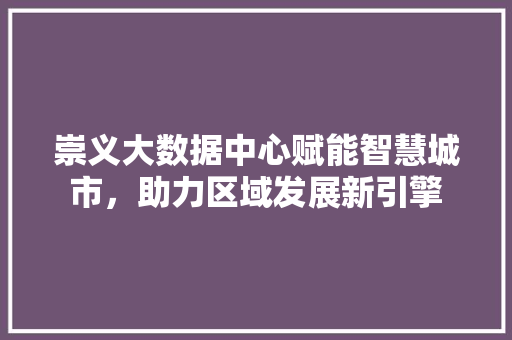 崇义大数据中心赋能智慧城市，助力区域发展新引擎