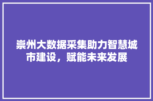 崇州大数据采集助力智慧城市建设，赋能未来发展
