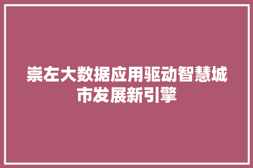 崇左大数据应用驱动智慧城市发展新引擎