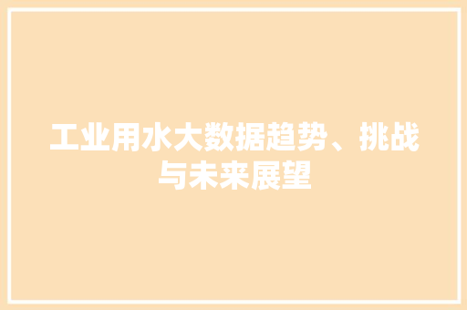 工业用水大数据趋势、挑战与未来展望