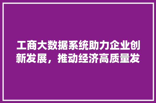 工商大数据系统助力企业创新发展，推动经济高质量发展 服务器/数据库