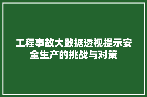 工程事故大数据透视提示安全生产的挑战与对策