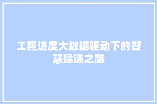 工程进度大数据驱动下的智慧建造之路