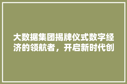 大数据集团揭牌仪式数字经济的领航者，开启新时代创新征程
