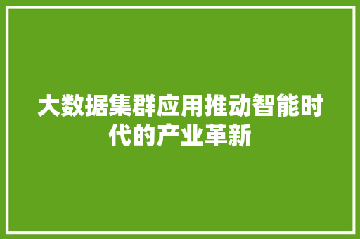 大数据集群应用推动智能时代的产业革新