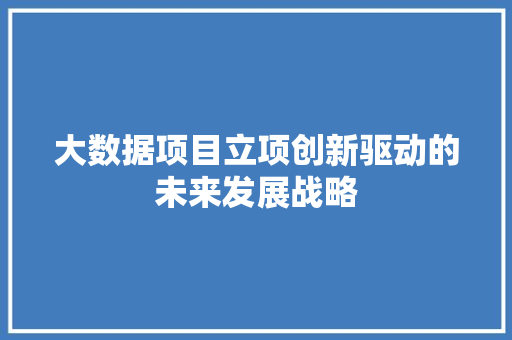 大数据项目立项创新驱动的未来发展战略