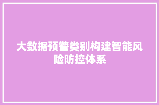 大数据预警类别构建智能风险防控体系