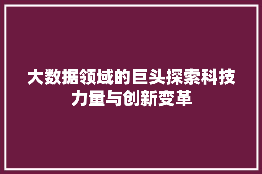 大数据领域的巨头探索科技力量与创新变革