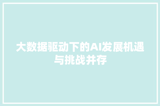 大数据驱动下的AI发展机遇与挑战并存