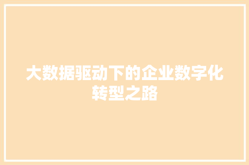 大数据驱动下的企业数字化转型之路