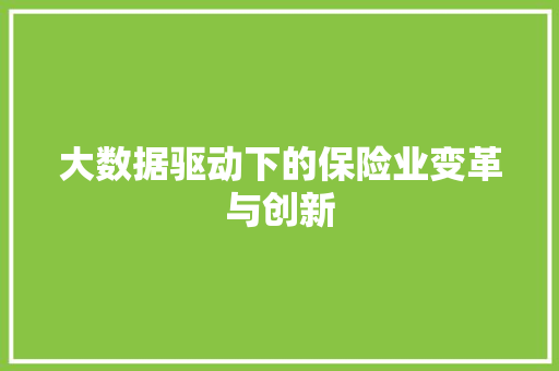 大数据驱动下的保险业变革与创新
