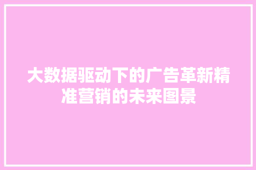 大数据驱动下的广告革新精准营销的未来图景