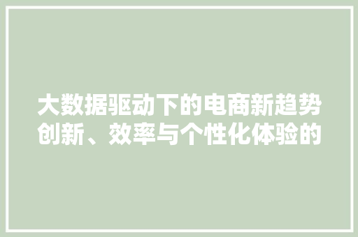 大数据驱动下的电商新趋势创新、效率与个性化体验的融合