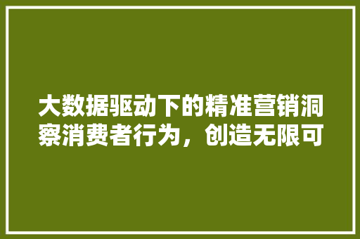 大数据驱动下的精准营销洞察消费者行为，创造无限可能