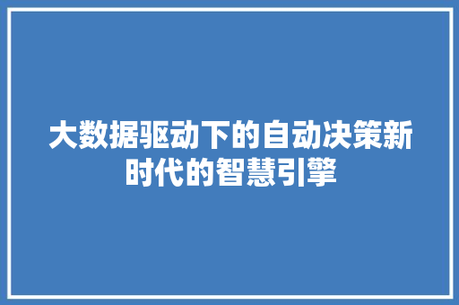大数据驱动下的自动决策新时代的智慧引擎