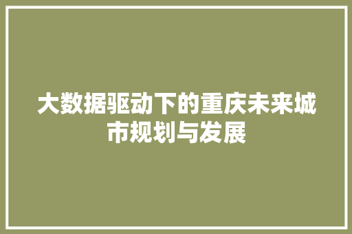 大数据驱动下的重庆未来城市规划与发展
